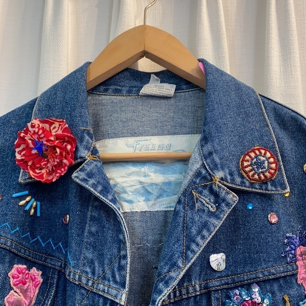 Vintage Freego Oversized & Embellished Jean Jacket - Picture 4 of 9